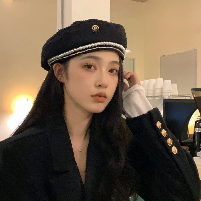 Beret French Wool - W102 Winter Baret, Ketting, Parel, Hepburn