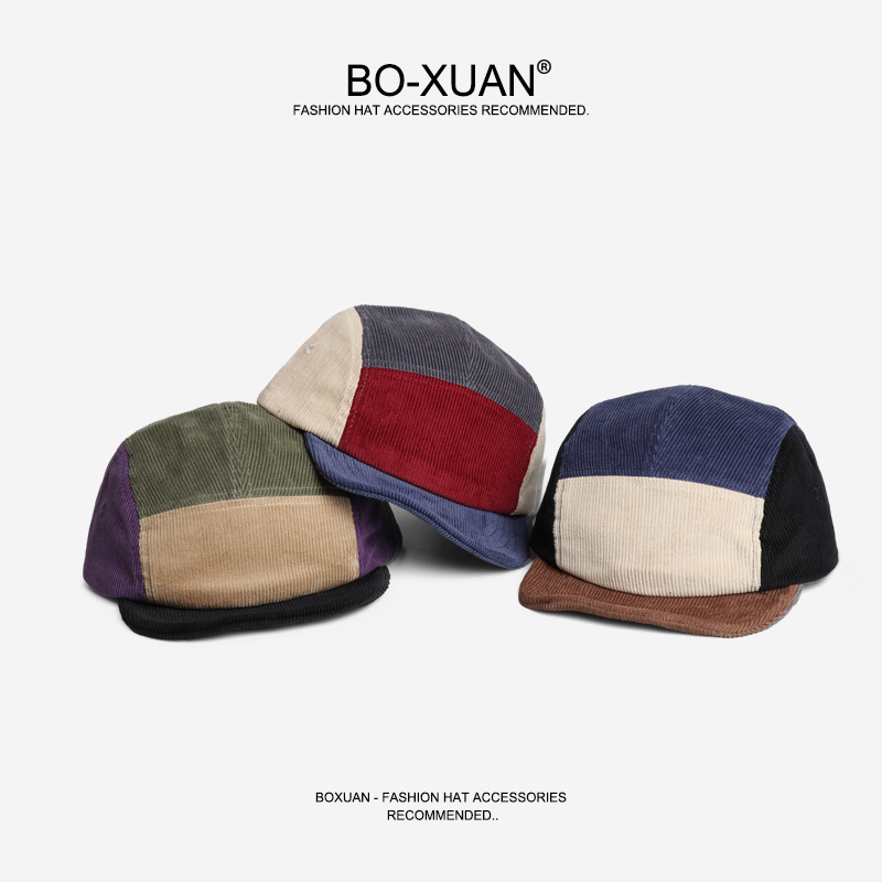 Corduroy Cap 5 Panel - Retro Corduroy Baseballpetten met korte klep,