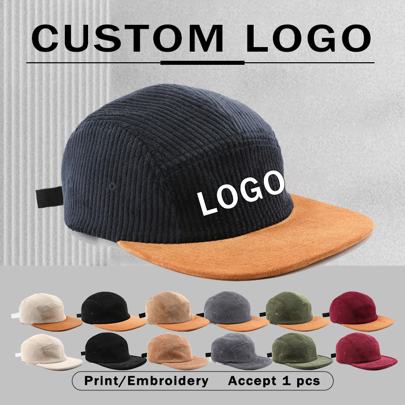 Corduroy Cap 5 Panel - Nieuwe 5-panel corduroy baseball caps met